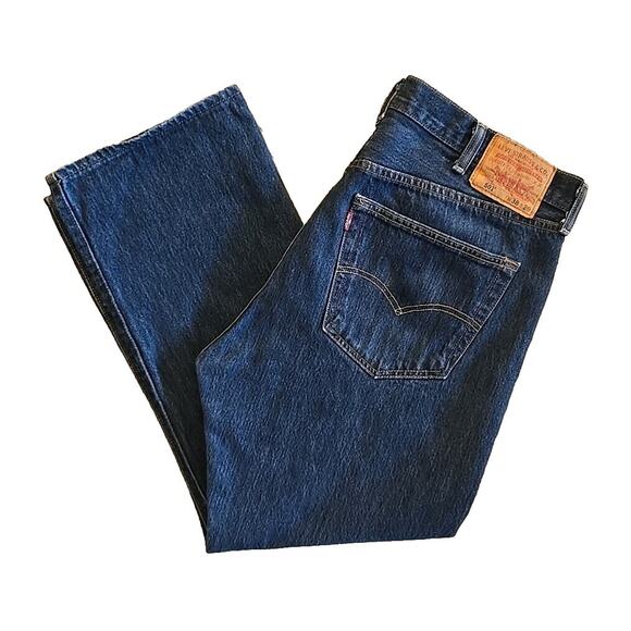 LEVIS 501 Men's Jeans 38x29 (Actual 37x28) Button Fly Dark Wash Denim